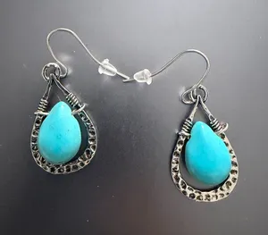 Turquoise Teardrop Dangle Earrings - Women Jewelry thumbnail 1