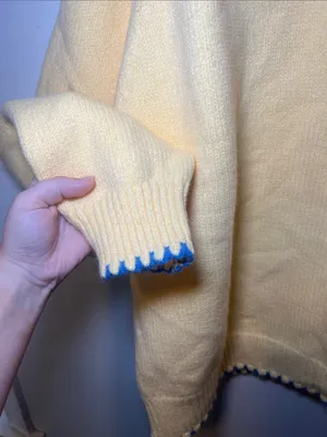 Cider Butter Yellow Crewneck Sweater with Blue Trim thumbnail 6