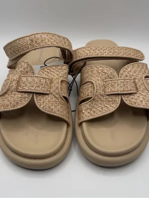 Lane Bryant Raffia Slide Sandals 9W Wide Beige Woven Comfort NWT thumbnail 2