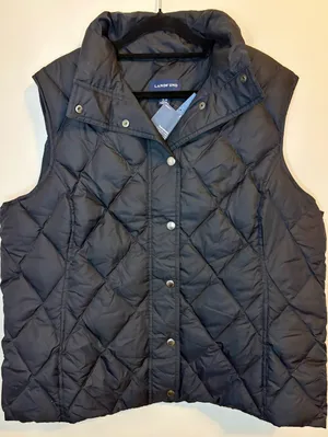 Lands’ End Diamond Down Vest Black XL 18-20 NWT 600 Fill Puffer thumbnail 1
