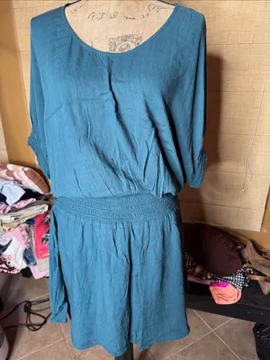 Anthropologie Floreat Azriel Teal Green Smocked Mini Dress Size 6 thumbnail 5