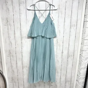Asos Dress Women Size‎ 4 Pleated Sleeveless Crop Top Midi Crossback Elegant Glam thumbnail 6