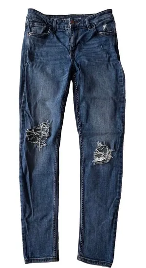 Old Navy Rockstar Mid Rise Skinny Jeans Womens 4 Distressed Medium Wash Denim thumbnail 1
