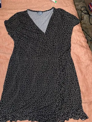 ModCloth Black and White Polka Dot Ruffle Dress‎ Size XL thumbnail 2