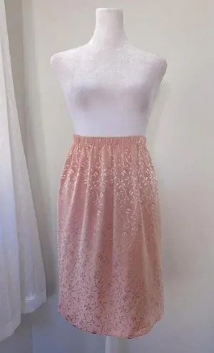 Vintage ‘90s Shimmery Light Pink Floral Print Stretchy Pencil Skirt thumbnail 3