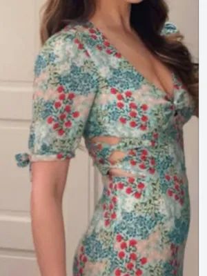 Intermix Ness Silk Floral Cutout midi Dress thumbnail 2