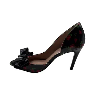 Betsey Johnson Size 6 Floral Pointed-Toe Heels W/ Bow Access Black/Red thumbnail 8