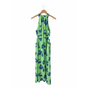 Likely Constellation Dress Green Blue Floral Cutout Halter Midi Size 8 NEW thumbnail 3