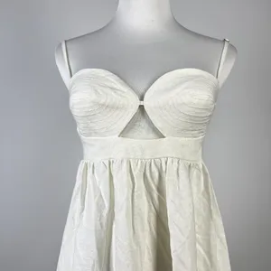 NWOT Farm Rio Linen Blend White Sleeveless Mini Dress Size L thumbnail 7