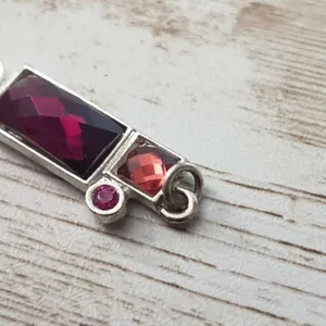 Pink, Red, & Silver Tone Statement Pendant - No Chain Included thumbnail 3