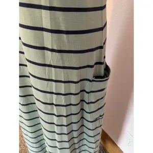 Toad & Co‎ Samba Muse Dress Green W/Navy Stripe Organic Cotton Travel Midi Med thumbnail 5