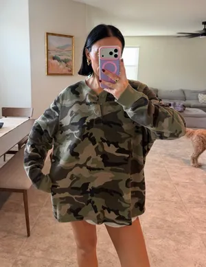 Waffle knit camo Henley thumbnail 1