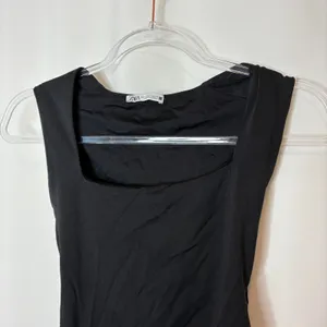 ZARA Solid Black Square Neck Bodysuit Polyamide Elastane Womens Small thumbnail 2