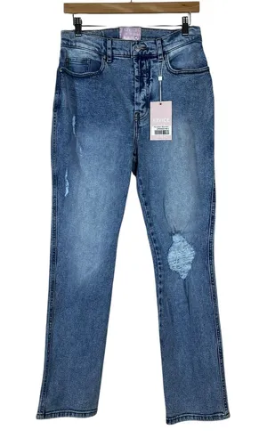 NWT Revice Hourglass Soulmate Distressed Straight Leg Jeans Blue Denim Size 32 thumbnail 1