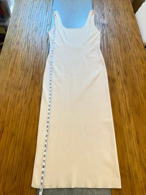 MESHKI Amara Scoop Neck Low Back Knit Maxi Dress Cream Size Medium NWOT thumbnail 6