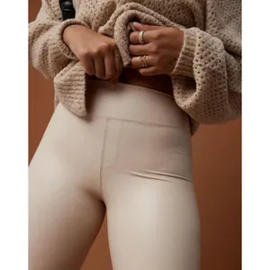 NEW Offline By Aerie Sandalwood Real Luxe Faux Leather Hi-Rise Leggings Large thumbnail 3