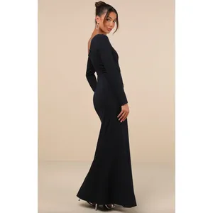 Lulus Elegant Sensation Navy Blue Asymmetrical Pleated Maxi Dress Formal XS NWT thumbnail 3
