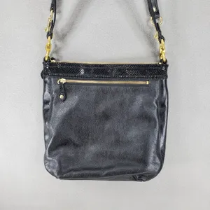 Coach‎ Crossbody Bag Womens Black Leather Snakeskin Trim Gold Hardware F20114 thumbnail 7