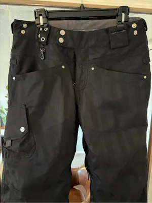 686 Women's SMARTY 3-IN-1 CARGO Snow Pants Black Pinstripe Size Small Zip Pocket thumbnail 2