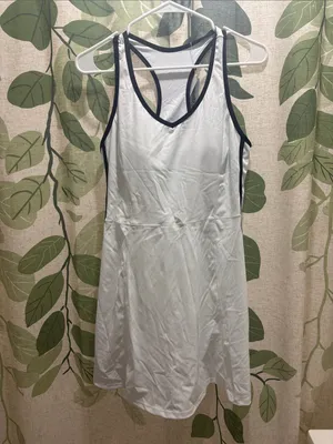 Women's White Tennis Dress with Black Trim thumbnail 2
