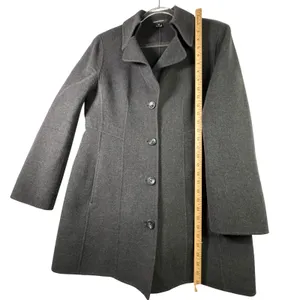 Ellen Tracy‎ Wool Angora Blend Car Coat Gray Womens Sz 12 Tailored Quiet Luxury thumbnail 7