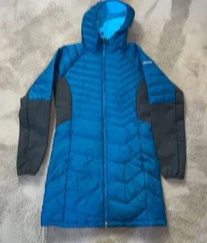 Columbia Termal Coil mid length coat Teal blue w/gray sleeves/side detail Size M thumbnail 2