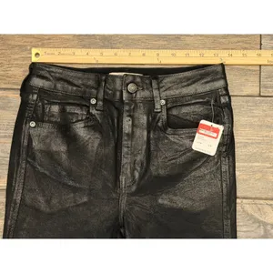 NWT Free People We The Free Coated Black High Rise Skinny Jeans‎ Raw Hem Size 28 thumbnail 5