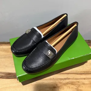 Kate Spade New York‎ Camilla Black Pebbled Leather Loafer Tan Sole sz 9.5B NIB thumbnail 4