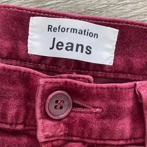 Reformation Rebecca pants fitted slim skinny leg velvet velour red burgundy 28 thumbnail 4