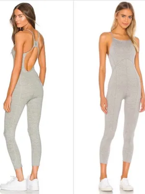 EUC Free People Movement Ashford Side to Side Performance Jumpsuit Grey Large thumbnail 2