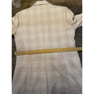 House of Harlow 1960 Plaid Cream & Tan Blazer Double Breasted Size Medium 90's thumbnail 11