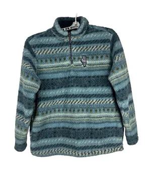 Home Free Illinois Sherpa Pullover Fleece Sweater Mens Large Striped Pattern thumbnail 1