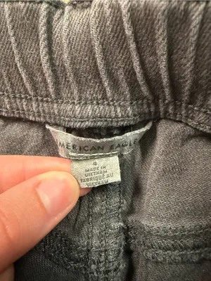 American Eagle Charcoal Gray Drawstring Denim Shorts Women’s Size 4 Cotton thumbnail 4