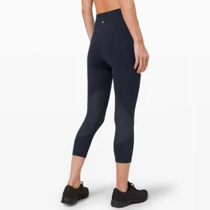 Lululemon 4 Pace Rival High Rise True Navy Crop Athletic Workout Women Leggings‎ thumbnail 2