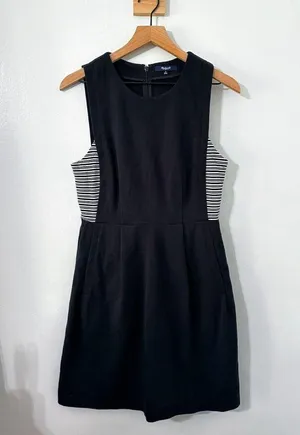 Madewell Women's Size 6 A-Line Dress Black Knee Length Casual Cotton thumbnail 2