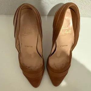 Christian Louboutin Insectika 100 Seta Caramel Tan High Heels 40.5 thumbnail 4