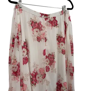 Nanamacs Floral Maxi Skirt Womens Large White Pink Red Excellent Chiffon Boho thumbnail 2
