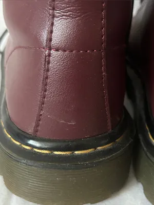 Dr. Martens Leyton Cherry Red Smooth Leather 7 Eye Lace-Up Boots **Size 6** 🍒🍒 thumbnail 12