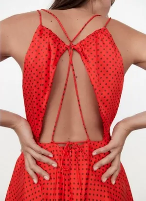 Zara Polka dot mini dress red medium thumbnail 1