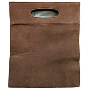 Handmade Vintage-Inspired Brown & Gold Brocade Handbag With Suede Accents Snap Closure & thumbnail 3