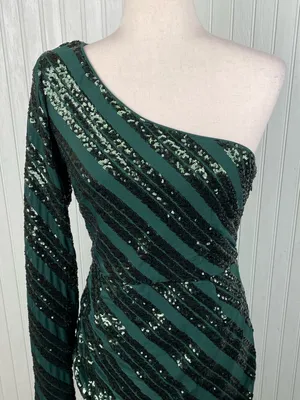 Lulus Rendezvous With You Emerald Green Sequin One-Shoulder Bodycon Dress Large thumbnail 5