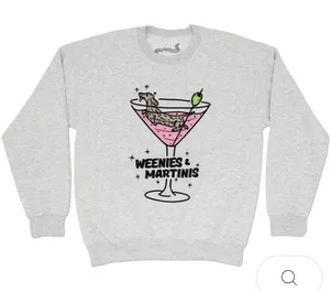Weenies & Martinis | Crew Sweatshirt | Heather Grey thumbnail 1