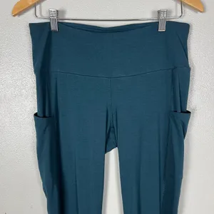 Free Fly All Day Pocket Leggings Womens Large Teal Ankle Solid Athleisure Active thumbnail 2