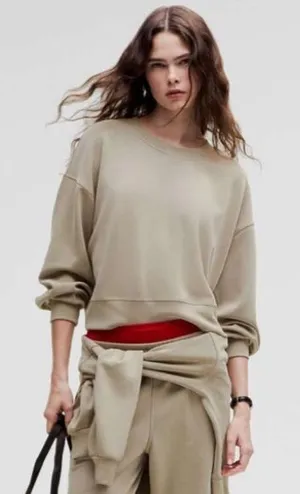 Lululemon Women’s 12 Crewneck Sweatshirt Natural Beige‎ Oversized Cotton Crop thumbnail 1