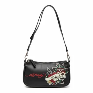 Ed Hardy Black Crossbody Bag with Love Eternal Design thumbnail 2