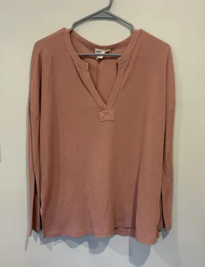 Long Sleeve V-Neck Buckle Top thumbnail 1