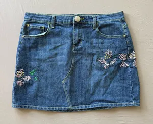 Vintage Baccini embroidered denim mini skirt thumbnail 1