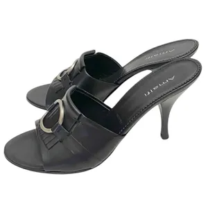 Amalfi Black Italian Leather Fringe kitten-heel mules thumbnail 3