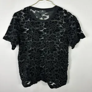 7 For All Mankind Velvet Burnout Floral Top Small‎ Whimsigoth Victorian Romantic thumbnail 1