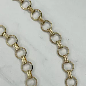 Gold Tone Open Hoop Metal Chain Link Belt Decorative O Ring One Size ✨ thumbnail 3